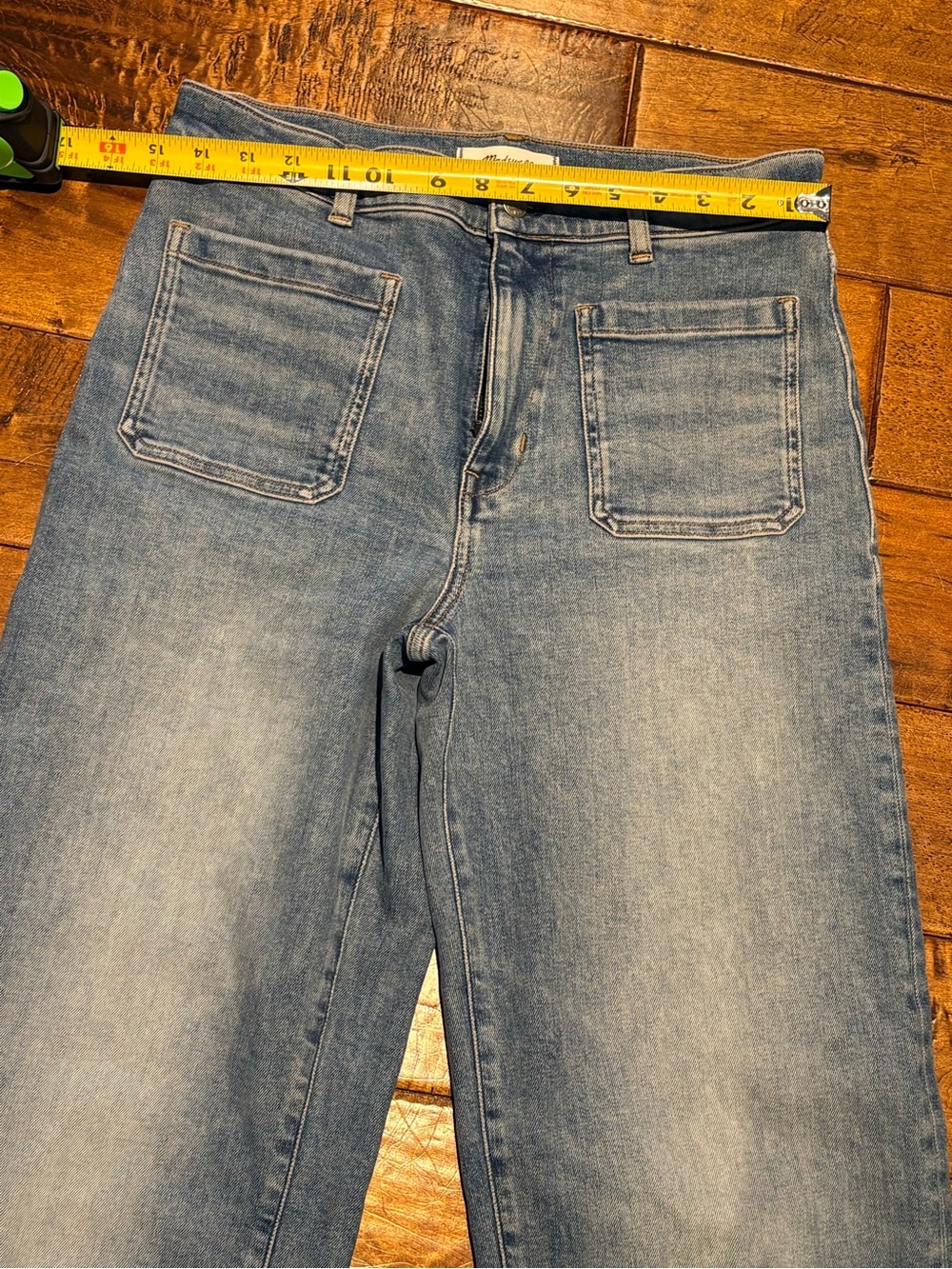 Madewell Emmett Wide-Leg Jeans Women 28T Blue EUC High Rise Patch Pocket - Picture 6 of 16